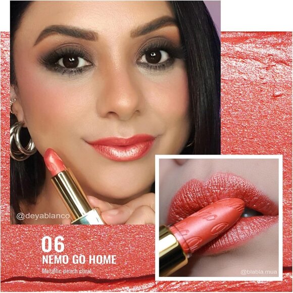 🆕 Metallic Coral Pink Lipstick Lightweight Soft Hydrating Vegan Full-Coverage - Picture 3 of 9